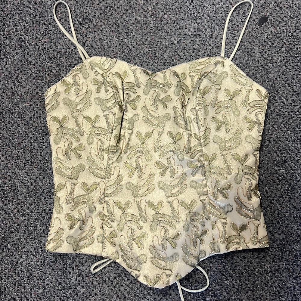 🌸3/$30🌸 FANNY | champagne/gold corset top VINTAGE